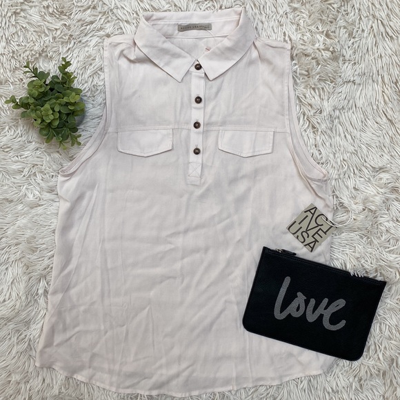 Active USA Sleeveless Collared Blouse 💗 Ivory - Picture 4 of 14